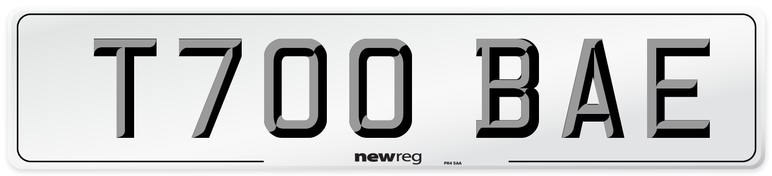 T700 BAE Number Plate from New Reg